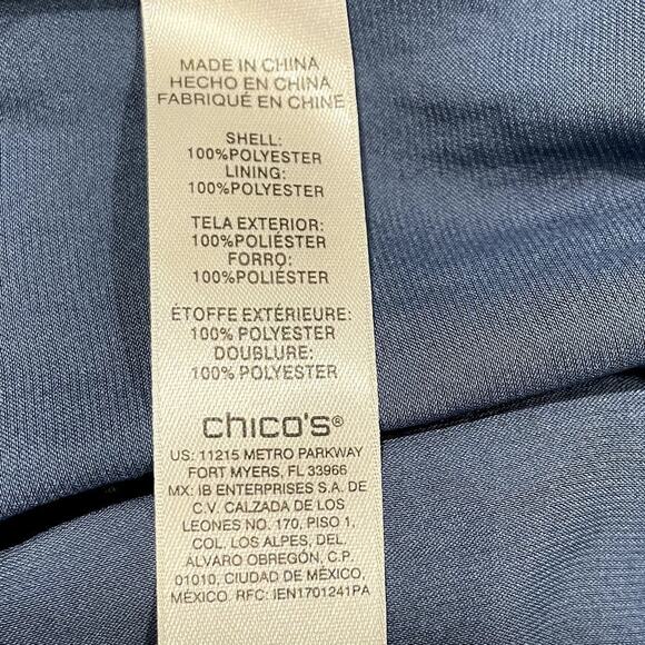 TCC - Chicos 2 L Tunic Top Split Back Flowy Lagenlook Boho Classic Spring Summer - Picture 10 of 14